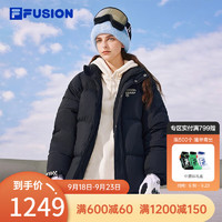 FILA 斐乐 FUSION斐乐潮牌款羽绒服时尚宽松立领男女装上衣 正黑色-BK 170/92A/M