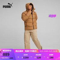 PUMA 彪马 官方 新款男子休闲连帽羽绒外套 DOWN PUFFER 849987 土黄色-74 S(170/92A)