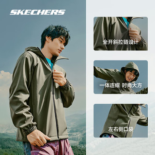 SKECHERS 斯凯奇 户外休闲衣男2023防泼水软壳女款舒适保暖连帽外套