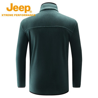 Jeep吉普款男女抓绒衣冬加厚保暖套头衫户外防风外套 墨绿色 S（115-135斤）