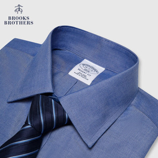 布克兄弟（BrooksBrothers）男士新宽距领纯棉人字纹长袖正装衬衫 4002-深蓝色 15/2