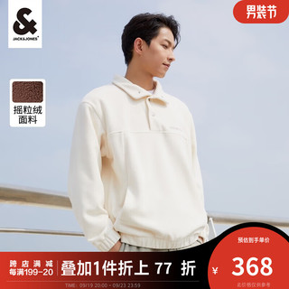 杰克·琼斯（JACK&JONES）男士时尚潮字母刺绣宽松立领摇粒绒卫衣男223333103 A07 米白色 170/92A/S