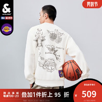 杰克·琼斯（JACK&JONES）秋男士上衣NBA联名湖人队衣服舒适百搭圆领卫衣男装223333149 A00月光灰 165/88A/XS