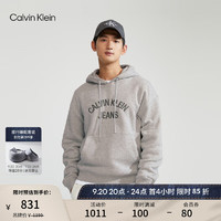 Calvin Klein  Jeans男女中性弧形字母刺绣抓绒连帽卫衣J400361 P01-珍珠灰 XS