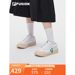 FILA 斐乐 FUSION斐乐潮牌CURVE女鞋帆布鞋2023夏季新款轻便滑板运动鞋透气 斐乐白/新波-WA 37.5