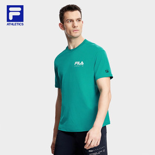 斐乐（FILA） 男子短袖T恤简约宽松运动户外圆领上衣 湖青绿-TQ 170/92A/M