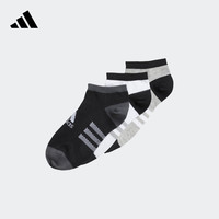 adidas阿迪达斯男大童儿童三双装撞色短筒运动袜子 黑色/白/中麻灰 KXL
