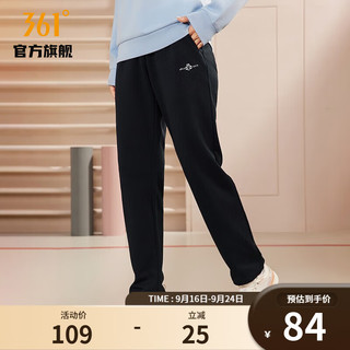 361度运动裤女秋季针织长裤女子常规舒适裤子 超级黑 2XL