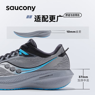 Saucony索康尼胜利21跑鞋男减震透气跑步鞋训练运动鞋灰黑45