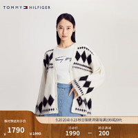 TOMMY HILFIGER 女装含羊毛混纺费尔岛图案宽松V领针织外套40090 米白色YBL XS