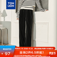 唐狮 TONLION休闲裤女冬宽松丝绒长裤 黑色 S