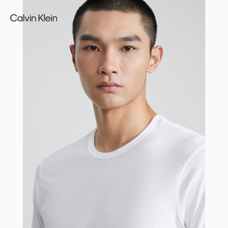 Calvin Klein内衣男士三件装简约印花纯棉打底修身家居短袖T恤NP2208O 100-月光白 S