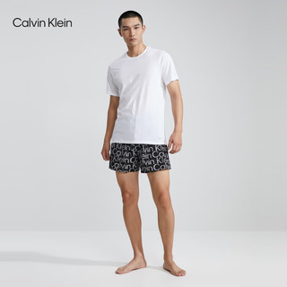 Calvin Klein内衣男士三件装简约印花纯棉打底修身家居短袖T恤NP2208O 100-月光白 S