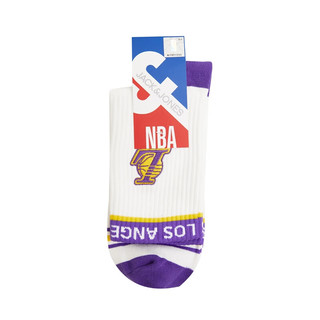 杰克·琼斯（JACK&JONES）NBA联名湖人队男舒适时尚潮运动长筒袜子单双装潮男22331Q028 A06本白色 M