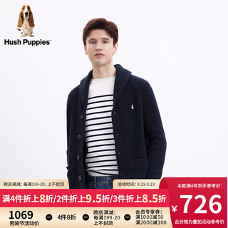 Hush Puppies暇步士男装2023冬商务休闲时尚百搭针织开衫毛衣 075深蓝1 S