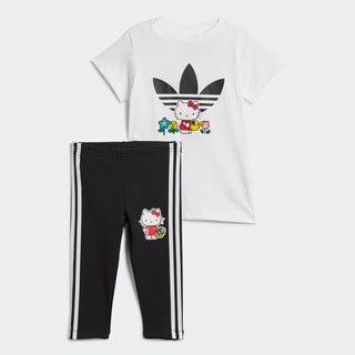 adidas阿迪达斯三叶草女婴童可爱卡通运动短袖套装II0855 白/黑色 92CM