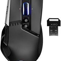 EVGA X20 游戏鼠标，无线，黑色，可定制，16,000 DPI，5 个配置文件，10 个按钮，人体工学 903-T1-20BK-KR