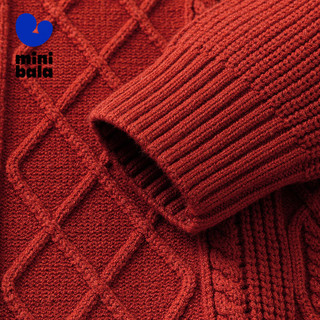 迷你巴拉巴拉 迷你巴拉男童女童毛衣冬季宝宝保暖时尚针织衫 中国红60629 90cm
