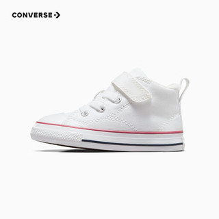 匡威（Converse）儿童鞋婴童男女童魔术贴中帮帆布鞋 白 25