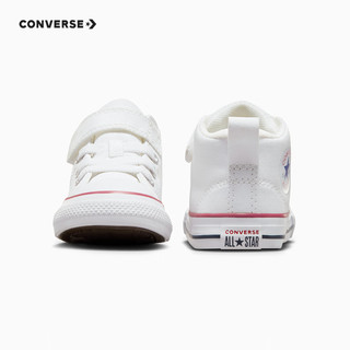 匡威（Converse）儿童鞋婴童男女童魔术贴中帮帆布鞋 白 25