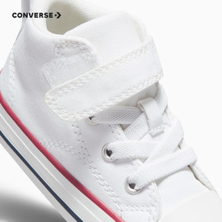 匡威（Converse）儿童鞋婴童男女童魔术贴中帮帆布鞋 白 25