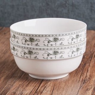 JIEYAJIE 洁雅杰 陶瓷面碗中式釉中彩大碗6英寸家用米饭碗 汤碗 2只装 绿韵