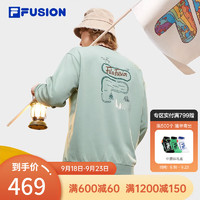 斐乐（FILA） FUSION潮牌圆领卫衣款时尚男女装宽松针织套头衫 岩灰绿-TQ 160/84A/XS