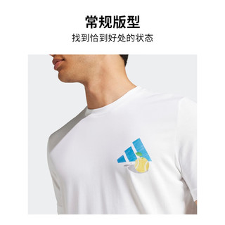 adidas阿迪达斯男装秋季印花网球运动上衣圆领短袖T恤II5923 白色 A/M