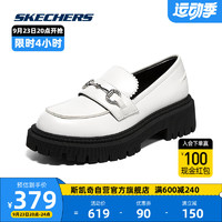 斯凯奇Skechers女士粗跟增高乐福鞋时尚百搭人造皮质一脚蹬休闲鞋158681