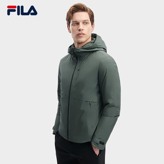 FILA 斐乐 男士轻薄羽绒服冬季商务休闲连帽保暖外套 深草叶绿-GN 165/88A/S