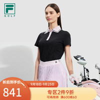 斐乐（FILA） 女子针织短袖POLO衫简约高尔夫运动上衣 深黑-BK 160/80A/S