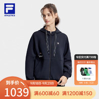 斐乐（FILA） 女子针织连帽外套抗菌宽松运动上衣 深黑-BK 185/100A/XXXL