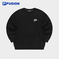 FILA FUSION斐乐潮牌男子针织套头衫2023冬时尚简约纯棉卫衣 正黑色-BK 165/88A/S