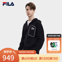 斐乐（FILA） 男子连帽外套时尚休闲简约针织长袖上衣 正黑色-BK 180/100A/XL