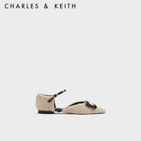 CHARLES&KEITH方扣尖头时尚平底单鞋女SL1-71790017 Beige米色 36