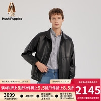 Hush Puppies暇步士男装时尚复古休闲廓形机车皮衣夹克 097黑色3 S