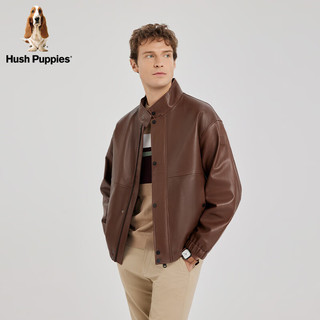 Hush Puppies暇步士男装时尚复古休闲廓形机车皮衣夹克 097黑色3 S