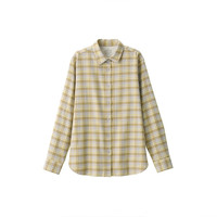 MUJI 無印良品 女士长袖衬衫 BC2F7C3A 细格纹款 浅黄色格纹 M
