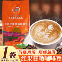 鸥际咖啡OceanGrounds焙炒咖啡豆1kg 全红果日晒处理油脂丰富深度烘焙咖啡 一袋装 1kg