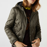 刺绣男连帽休闲短款羽绒服 XXXL 卡其绿KHAKI GREEN