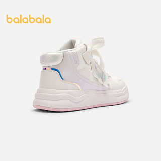 巴拉巴拉 童鞋儿童板鞋低帮小白鞋2023加绒休闲鞋 花白色调00301 33码