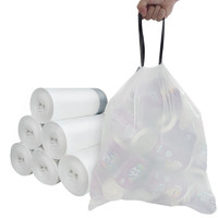 e洁 自动收口垃圾袋家用酒店塑料袋 白色45cm*50cm 5卷共100只
