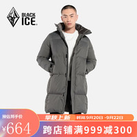 BLACKICE 黑冰 户外登山防风保暖防水透湿男士中长款加厚连帽羽绒服 铁灰 S