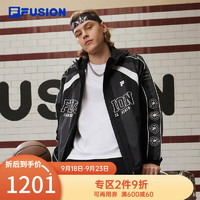 斐乐（FILA） FUSION潮牌男士梭织外套时尚拼接连帽上衣 正黑色-BK 180/100A/XL