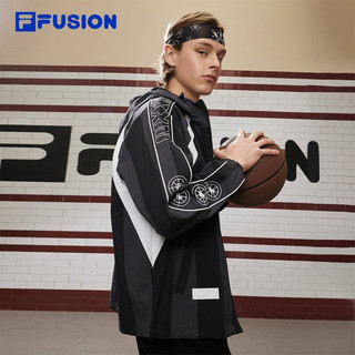 斐乐（FILA） FUSION潮牌男士梭织外套时尚拼接连帽上衣 正黑色-BK 180/100A/XL