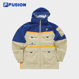 FILA 斐乐 FUSION潮牌男子梭织外套时尚休闲宽松连帽上衣 暗昏卡其-DK 175/96A/L