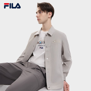 斐乐（FILA） 男子梭织外套时尚休闲拼接翻领夹克外套 米塪色-LK 160/84A/XS