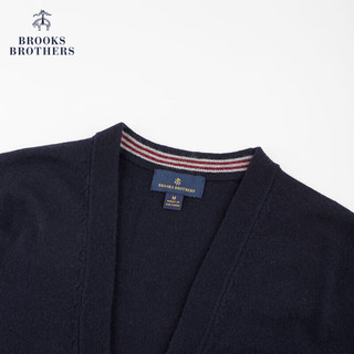 布克兄弟（BrooksBrothers） 男士新绵羊毛纯色V领开衫毛衣 4004-藏青色 XL