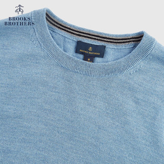 布克兄弟（BrooksBrothers）男士秋冬绵羊毛圆领毛衣纯色针织套头衫 4003-蓝色 S