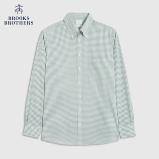 布克兄弟（BrooksBrothers） 男士新扣结领纯棉免烫修身正装衬衫 3002-绿色格纹 15/4